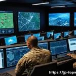top war 병력 관리 전략 - A detailed strategic war room scene set in a modern military base, featuring diverse infantry, caval...