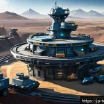 top war 무과금으로 살아남는 법 - A detailed digital illustration of a futuristic resource base in a strategy game, featuring upgraded...