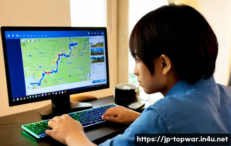 top war 커뮤니티 활용법 - Photorealistic Japanese young adult gamer at a tidy home desk, using a smartphone with a generic col...