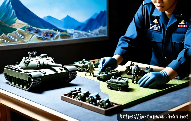 top war 비밀 지역 공략 - Photorealistic tabletop strategy scene for a hidden military zone mission, a focused commander’s glo...